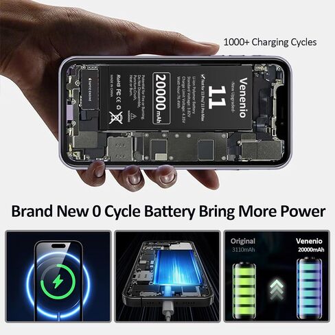 [20000mAh] Battery for iPhone 11, 2026 New Upgraded 0 Cycle High Capacity Battery Replacement for iPhone 11 Models A2111, A2221, A2223 with Complete Repair Tool Kits in Saudi Arabia