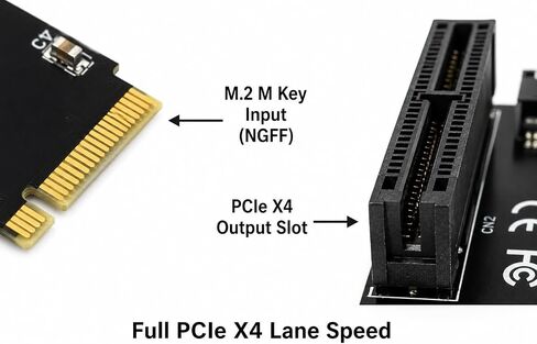 بطاقة Riser NGFF M.2 إلى PCIe X4، ومحول فتحة M Key M.2 إلى PCI Express X4 مع مؤشر حالة LED ومصدر طاقة أفقي بأربعة سنون لأجهزة الكمبيوتر المكتبية الخاصة بجهاز تعدين التشفير in Kuwait