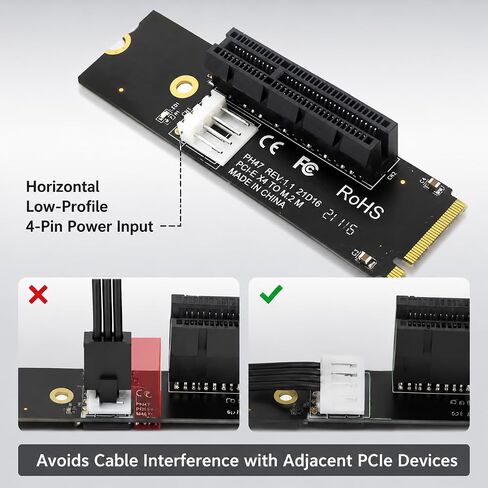 بطاقة Riser NGFF M.2 إلى PCIe X4، ومحول فتحة M Key M.2 إلى PCI Express X4 مع مؤشر حالة LED ومصدر طاقة أفقي بأربعة سنون لأجهزة الكمبيوتر المكتبية الخاصة بجهاز تعدين التشفير in Kuwait