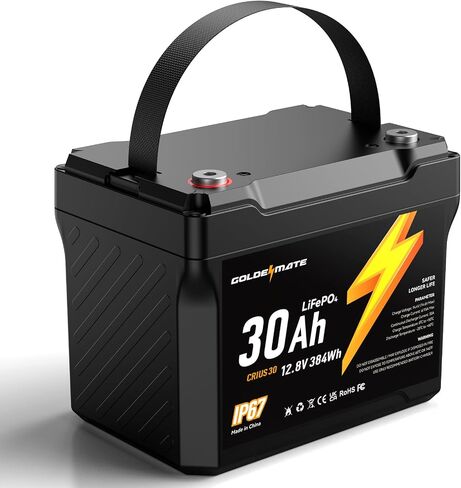 بطارية ليثيوم GOLDENMATE 12V 20Ah LiFePO4، مقاومة للماء IP67، خفيفة الوزن in Kuwait