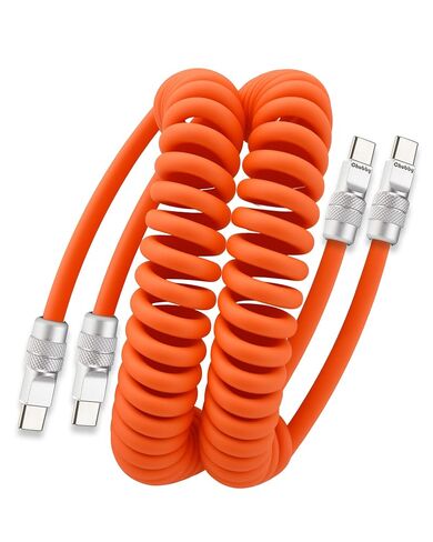 chubbycable Coiled USB C Cable 240H Sag-Free Charging Cable, 1 Pack, Orange in Saudi Arabia