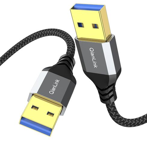 QianLink USB to USB Cable, (3.3ft) 5 Gbps USB 3.0 A to A Male Cable, Compatible for Hard Drive Enclosures, DVD Player, Laptop Cooler and More (Grey) in Kuwait