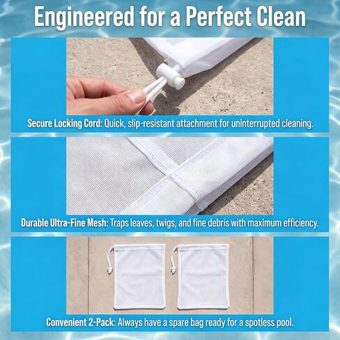 12x20 Inch Fine Mesh Filter Bags for Leaf Vacuum Pool Cleaners, 2 Pack in Saudi Arabia