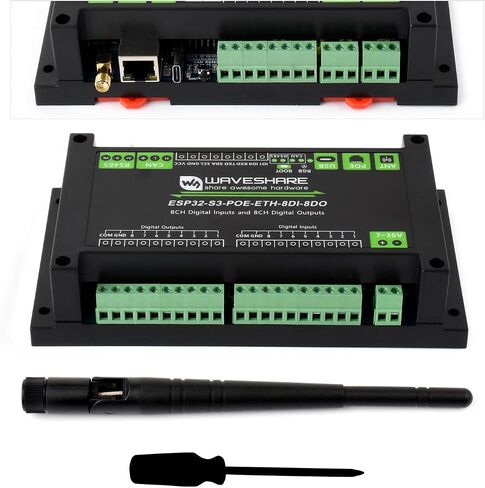 Waveshare Industrial ESP32-S3 Control Board with 8-Channel Digital Input & Output, Built-in Xtensa 32-bit LX7 Dual-core Processor, Up to 240MHz, with Multiple Isolation Protection Circuits in Saudi Arabia
