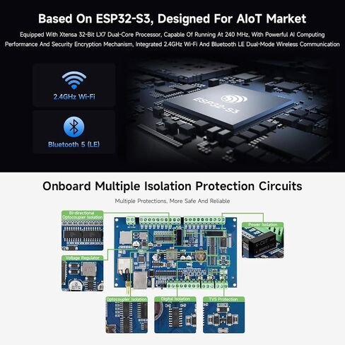 Waveshare Industrial ESP32-S3 Control Board with 8-Channel Digital Input & Output, Built-in Xtensa 32-bit LX7 Dual-core Processor, Up to 240MHz, with Multiple Isolation Protection Circuits in Saudi Arabia