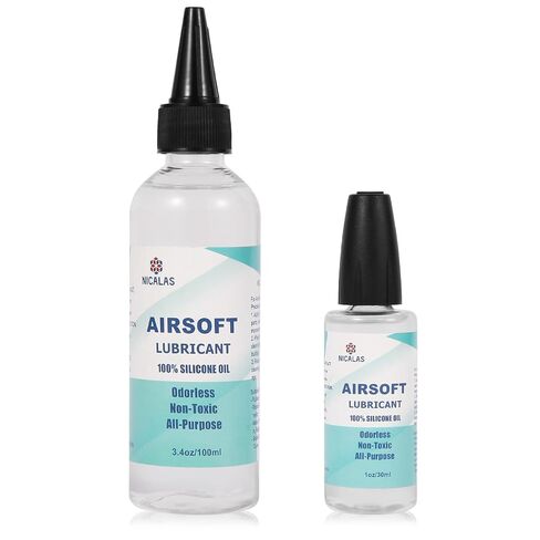 Nicalas 100% Silicone Airsoft Oil Lubricant 4.4 oz Combo Pack (3.4 oz Bottle + 1 oz Needle Oiler) Chamber Lube for Air Guns, Air Rifles & Pistols for O-Rings, Gears, Valves & More in Saudi Arabia