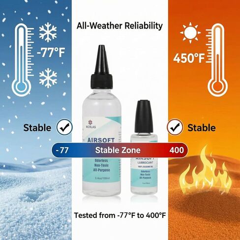 Nicalas 100% Silicone Airsoft Oil Lubricant 4.4 oz Combo Pack (3.4 oz Bottle + 1 oz Needle Oiler) Chamber Lube for Air Guns, Air Rifles & Pistols for O-Rings, Gears, Valves & More in Saudi Arabia
