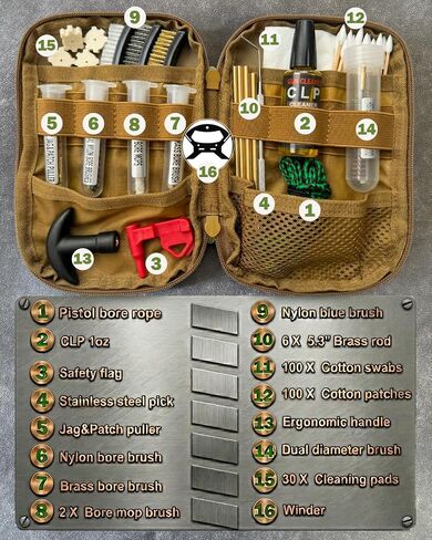 Portable .22 Caliber & 5.56mm Cleaning Kit - Universal Firearm Maintenance Set for .223, .22LR, .22-250 | Includes Precision Needle Oiler, Bronze Brushes, Brass Jags & Compact Storage Pouch in Saudi Arabia