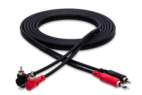 Hosa CRA-202DJ Stereo Interconnect, Dual RCA to Dual Right-Angle RCA with Ground Wire, 6.6 Feet in Saudi Arabia