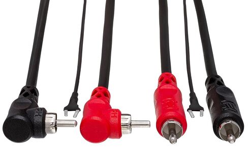 Hosa CRA-202DJ Stereo Interconnect, Dual RCA to Dual Right-Angle RCA with Ground Wire, 6.6 Feet in Saudi Arabia
