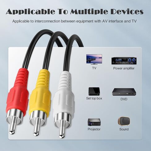 3RCA Cable 10Pack 6ft Audio Video Composite 3-Male to 3-Male DVD Cable for TV, VCR, DVD in Kuwait