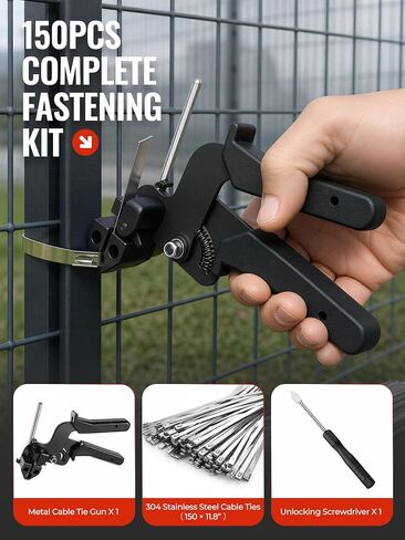 Stainless Steel Cable Ties Gun Kit: 150PCS 11.8" Zip Ties with Cable Tool in Kuwait
