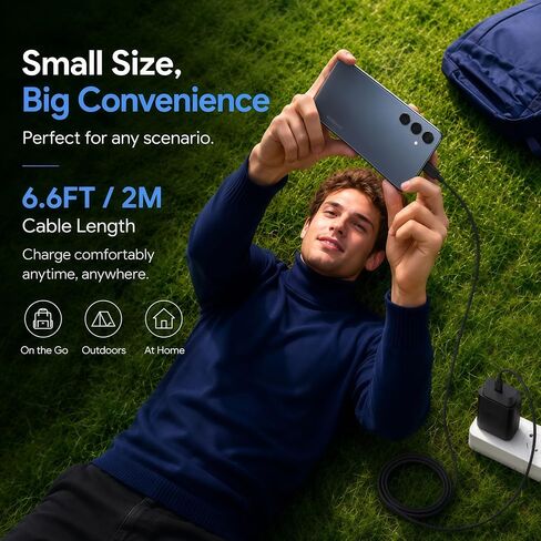 شاحن هاتف Samsung Galaxy A17 A16 A15 A25 5G - شاحن فائق السرعة 25 وات لهاتف Galaxy A17 A16 5G A15 A14 A25 A26 A27 A35 A36 A37 A57 A54 A53 A32، S25 S24 USB C كابل شاحن حائط لهاتف Android in Kuwait