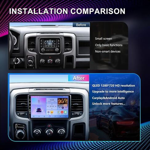 Car Radio Stereo for Dodge RAM 1500 2500 3500 2013-2018,9" Android 13 Touchscreen Head Unit,Wireless CarPlay & Android Auto,GPS Navigation,HD Backup Camera,Mirror Link,WiFi 6,Bluetooth 5.4,FM,SWC in Saudi Arabia