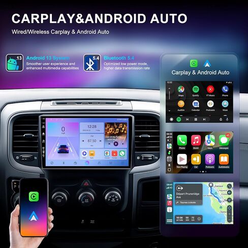 Car Radio Stereo for Dodge RAM 1500 2500 3500 2013-2018,9" Android 13 Touchscreen Head Unit,Wireless CarPlay & Android Auto,GPS Navigation,HD Backup Camera,Mirror Link,WiFi 6,Bluetooth 5.4,FM,SWC in Saudi Arabia