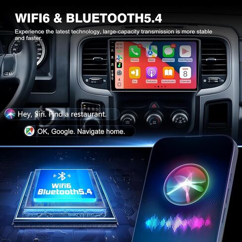 Car Radio Stereo for Dodge RAM 1500 2500 3500 2013-2018,9" Android 13 Touchscreen Head Unit,Wireless CarPlay & Android Auto,GPS Navigation,HD Backup Camera,Mirror Link,WiFi 6,Bluetooth 5.4,FM,SWC in Saudi Arabia