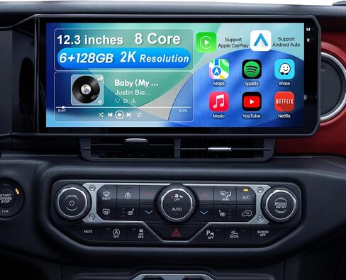 12.3-Inch 8 Core 6+128GB Car Radio Stereo for Jeep Wrangler JL Gladiator 2018-2023, Plug and Play Android 13 Head Unit with CarPlay/Android Auto/2K Touch Screen/4G LTE/5Ghz WiFi in Saudi Arabia
