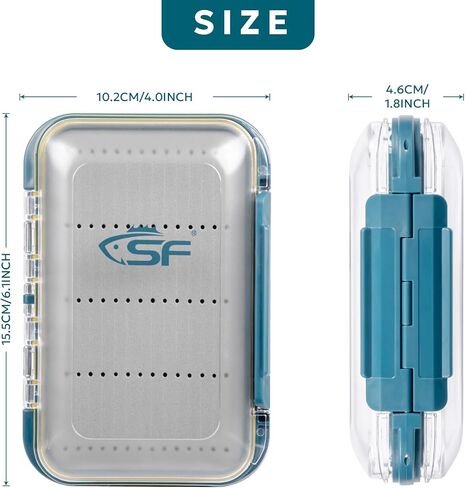 SF Large Waterproof Fly Box - Double Sided Clear Lid - Ice Fishing & Jig Head Tackle Box - Fly Flies (Dry, Wet, Nymph, Streamer) & Foam in Saudi Arabia