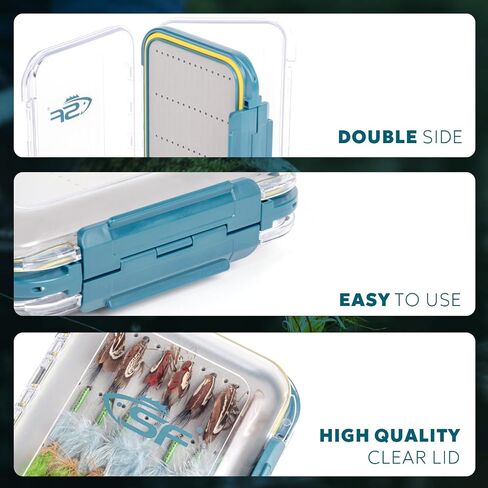 SF Large Waterproof Fly Box - Double Sided Clear Lid - Ice Fishing & Jig Head Tackle Box - Fly Flies (Dry, Wet, Nymph, Streamer) & Foam in Saudi Arabia
