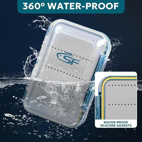 SF Large Waterproof Fly Box - Double Sided Clear Lid - Ice Fishing & Jig Head Tackle Box - Fly Flies (Dry, Wet, Nymph, Streamer) & Foam in Saudi Arabia