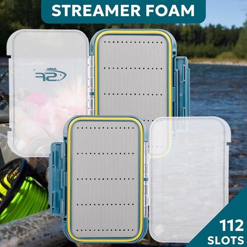SF Large Waterproof Fly Box - Double Sided Clear Lid - Ice Fishing & Jig Head Tackle Box - Fly Flies (Dry, Wet, Nymph, Streamer) & Foam in Saudi Arabia
