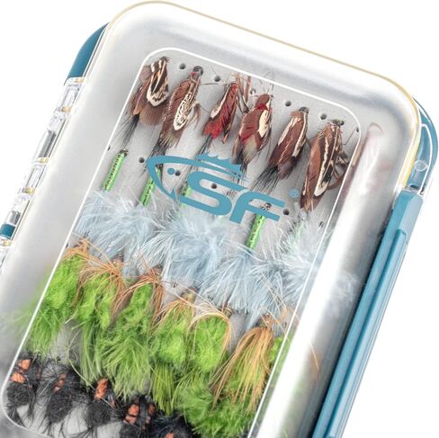 SF Large Waterproof Fly Box - Double Sided Clear Lid - Ice Fishing & Jig Head Tackle Box - Fly Flies (Dry, Wet, Nymph, Streamer) & Foam in Saudi Arabia