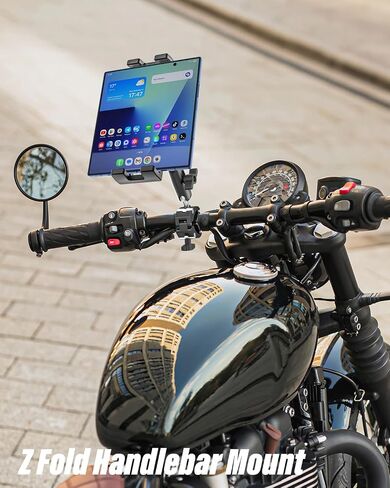 Aluminium Motorcycle Z Fold Mount - [Foldable Phone Friendly] Bike Tablet Holder, Bicycle Handlebar Clamp, 360° Adjustable Metal Arm for Samasung Galaxy Fold 7 6 5 4 3 2, Tabs, Google, iPad, iPhone in Kuwait