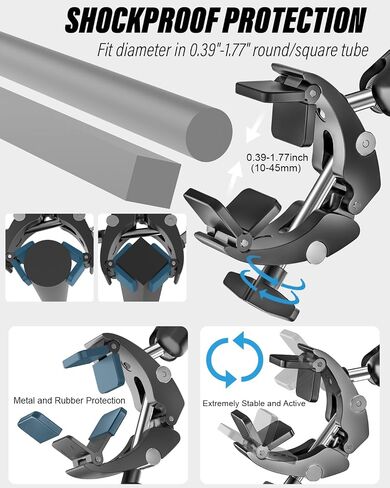 Aluminium Motorcycle Z Fold Mount - [Foldable Phone Friendly] Bike Tablet Holder, Bicycle Handlebar Clamp, 360° Adjustable Metal Arm for Samasung Galaxy Fold 7 6 5 4 3 2, Tabs, Google, iPad, iPhone in Kuwait