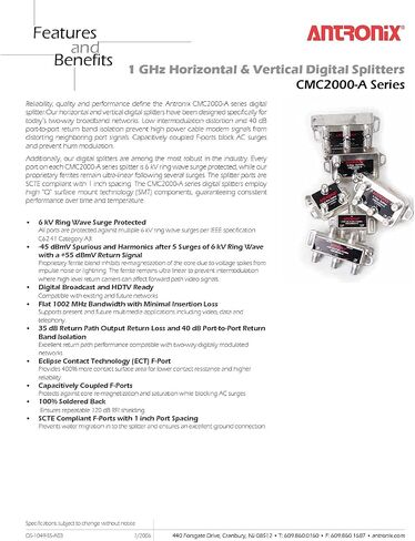 Antronix A Series CMC2000H-A 2-Way Horizontal Splitter 1 GHz 5-1002 MHZ MoCA Capable in Kuwait