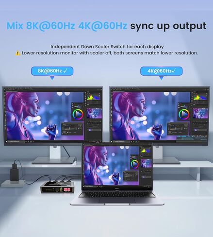 8K@60Hz HDMI Splitter 1 in 2 Out with Audio Extractor, HDMI 1x2 +Spdif +Coaxial +3.5mm Stereo Audio Output, Support 4K@120Hz, HDR10+, VRR, ALLM, 48Gbps, Dobly Vision Atmos, HDCP2.3 Bypass, DownScaler in Kuwait