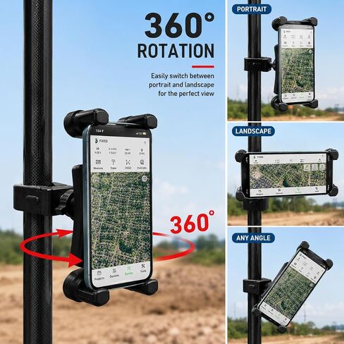 مشبك حامل الكمبيوتر اللوحي لعمود المسح العالمي لجهاز iPad iPhone GPS GNSS، حامل ثلاثي القوائم شديد التحمل وحامل عمود المنشور مع خيط 1/4-20 لمقود الدراجة وحامل الميكروفون ومطحنة المشي in Kuwait