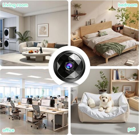 4K Indoor Hidden Camera, WiFi Mini Cam Night Vision Motion Alerts (Black) in Kuwait