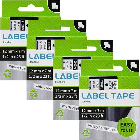 Compatible with DYMO D1 Labels, 1/2" x 23′ Roll, 45013 Black on White Tape in Kuwait