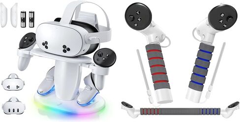 YUANHOT VR Gaming Accessories Bundle, Controller Extension Grips + 3-in-1 RGB Fast Charging Dock Station in Kuwait