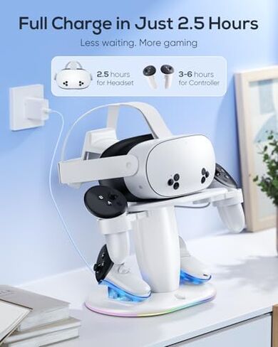 YUANHOT VR Gaming Accessories Bundle, Controller Extension Grips + 3-in-1 RGB Fast Charging Dock Station in Kuwait