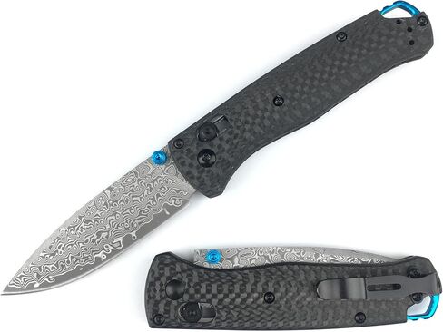 HUAAO EDC Pocket Knife with 3'' Damascus Blade Carbon Fiber Handle, Damascus Folding Knife with Thumb Stud Pocketclip in Kuwait