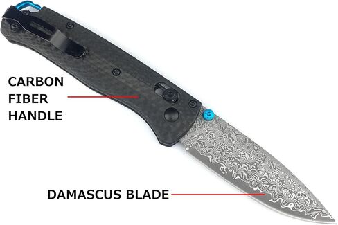 HUAAO EDC Pocket Knife with 3'' Damascus Blade Carbon Fiber Handle, Damascus Folding Knife with Thumb Stud Pocketclip in Kuwait