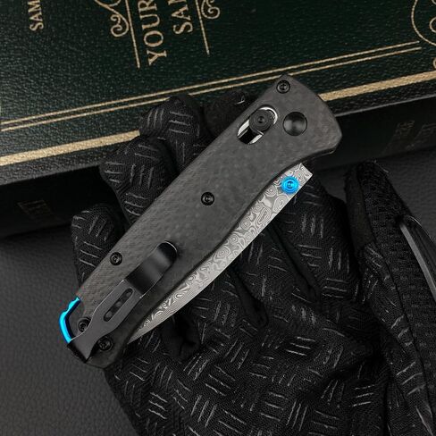 HUAAO EDC Pocket Knife with 3'' Damascus Blade Carbon Fiber Handle, Damascus Folding Knife with Thumb Stud Pocketclip in Kuwait