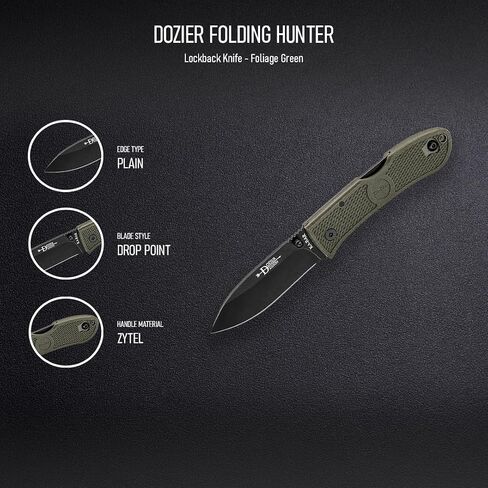 سكين جيب KA-BAR Dozier 3 بوصات نقطة إسقاط D2 شفرة من الفولاذ المقاوم للصدأ مقبض Zytel أوراق الشجر باللون الأخضر in Kuwait
