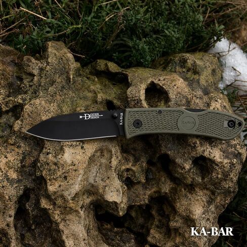 سكين جيب KA-BAR Dozier 3 بوصات نقطة إسقاط D2 شفرة من الفولاذ المقاوم للصدأ مقبض Zytel أوراق الشجر باللون الأخضر in Kuwait
