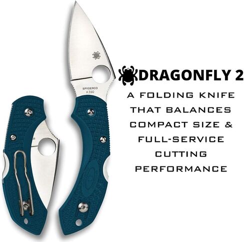 سكين جيب Spyderco Dragonfly 2 خفيف الوزن قابل للطي، PlainEdge in Kuwait