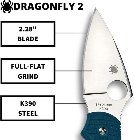 سكين جيب Spyderco Dragonfly 2 خفيف الوزن قابل للطي، PlainEdge in Kuwait