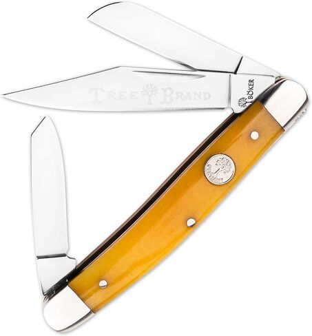 Boker Large Stockman 4 Inch Pocket Knife, Smooth Yellow Bone, Traditional Series 2.0, Made in Germany in Saudi Arabia