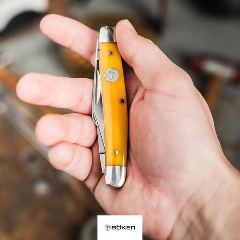 Boker Large Stockman 4 Inch Pocket Knife, Smooth Yellow Bone, Traditional Series 2.0, Made in Germany in Saudi Arabia