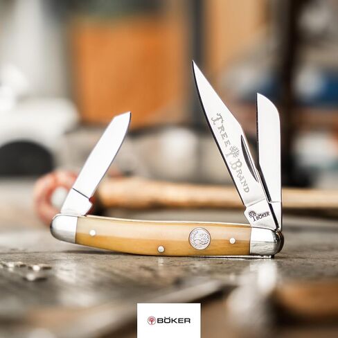 Boker Large Stockman 4 Inch Pocket Knife, Smooth Yellow Bone, Traditional Series 2.0, Made in Germany in Saudi Arabia