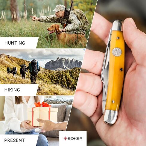 Boker Large Stockman 4 Inch Pocket Knife, Smooth Yellow Bone, Traditional Series 2.0, Made in Germany in Saudi Arabia