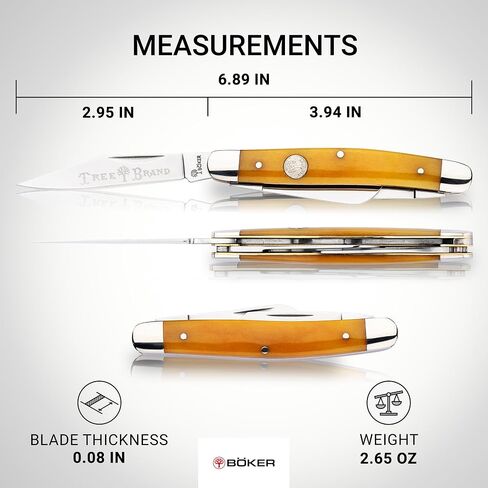 Boker Large Stockman 4 Inch Pocket Knife, Smooth Yellow Bone, Traditional Series 2.0, Made in Germany in Saudi Arabia