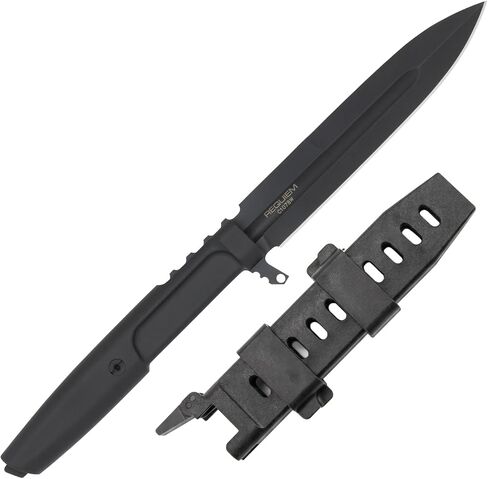 Extrema Ratio Requiem (Black) Fixed Blade Knife, 4mm Bohler N690 Steel, 58 HRC, Tactical & Outdoor Utility, Made in Italy in Saudi Arabia