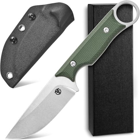 FF103 Fixed Blade Knife，AUS-10 steel Blade Micarta Handle Full Tang Knife for Outdoor Camping Hunting Fishing Working(Green) in Saudi Arabia