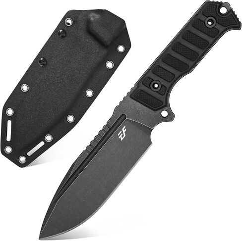 Eafengrow EF135 Fixed Blade Knife DC53 Steel Blade G10 Handle Full Tang Heavy Duty EDC Fix Knifes for Field Working Camping Survival Bushcraft(Black) in Saudi Arabia
